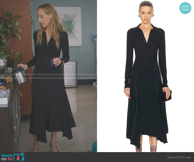 Teddy’s black draped polo dress on Greys Anatomy