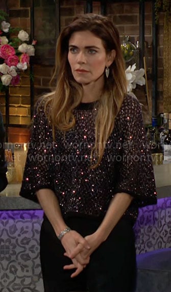 Victoria’s sparkly crochet knit top on The Young and the Restless