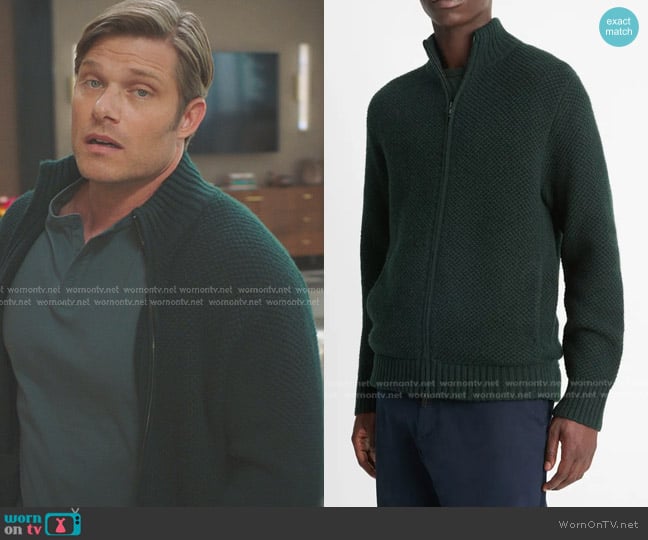 Atticus’s green knit zip jacket on Greys Anatomy