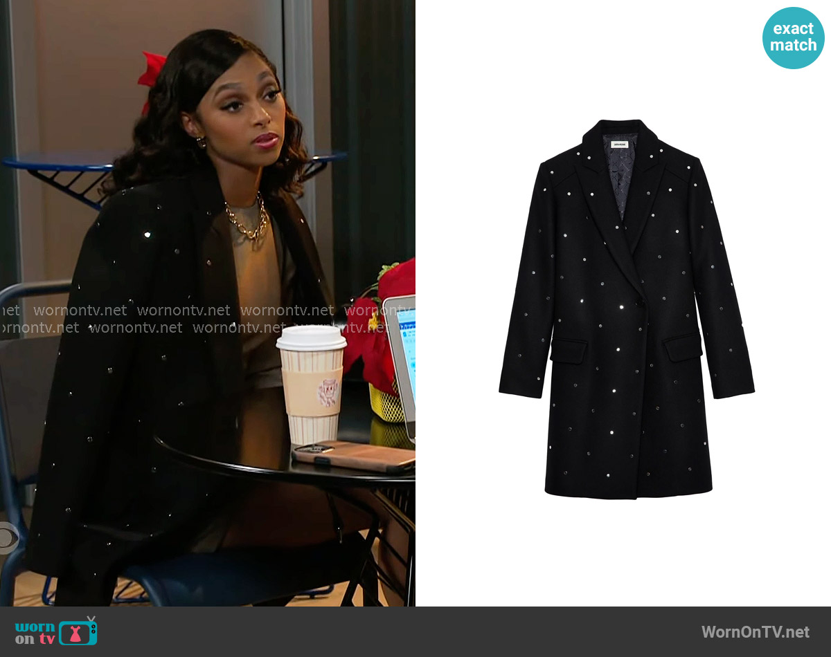 Zadig & Voltaire Marco Studded Coat worn by Kat Richardson (Colby Muhammad) on Beyond the Gates