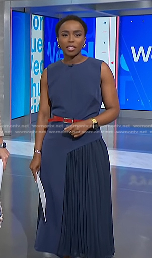 Zinhle's navy pleated dress on NBC News Daily