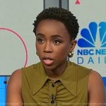 Zinhle’s green ruched sleeveless button top on NBC News Daily