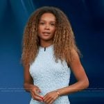 Zuri’s blue textured sleeveless dress on Access Hollywood