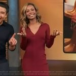 Zuri’s burgundy collared dress on Access Hollywood