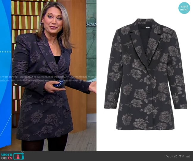 Rotate Birger Christensen 3D Flower Blazer Mini Dress worn by Ginger Zee on Good Morning America