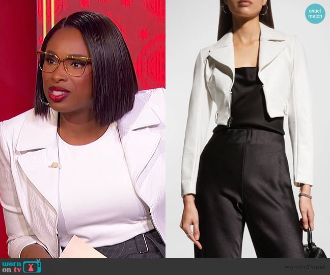 Alice + Olivia Yardley Vegan-Leather Cropped Jacket worn by Jennifer Hudson on The Jennifer Hudson Show