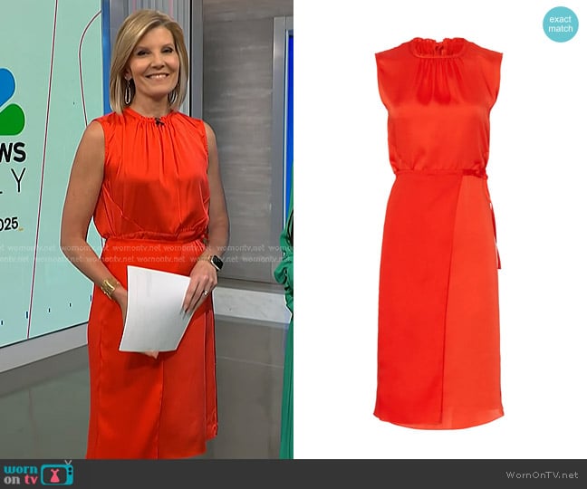 Atlein x RTR Tie Waist Shift Dress worn by Kate Snow on NBC News Daily