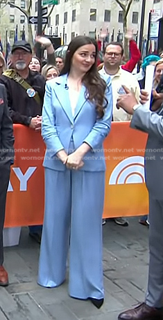 Charlotte Triggs's blue blazer and wide leg pants on Today