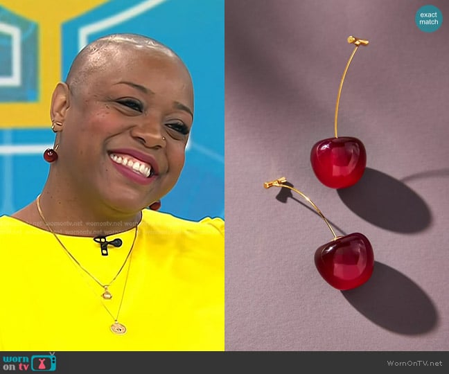 Anthropologie Cherry Drop Earrings worn by Tiffanie Barriere on Today