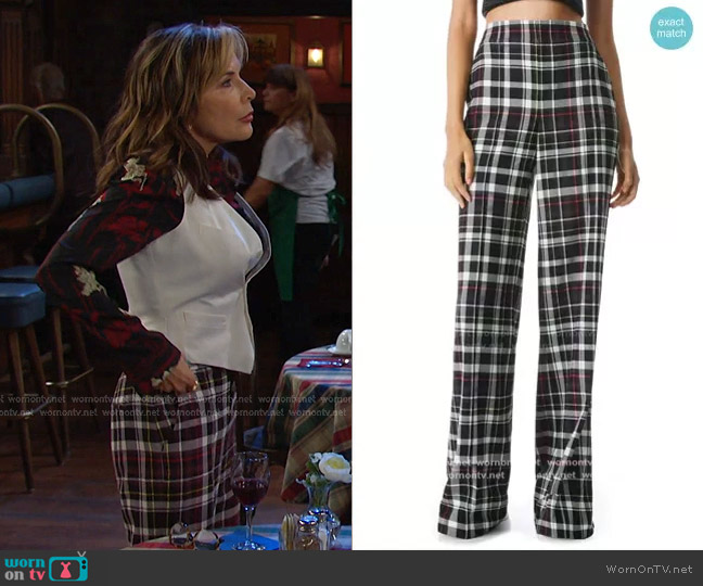 Alice + Olivia Dylan Plaid Wide Leg Pants worn by Kate Roberts (Lauren Koslow) on Days of our Lives