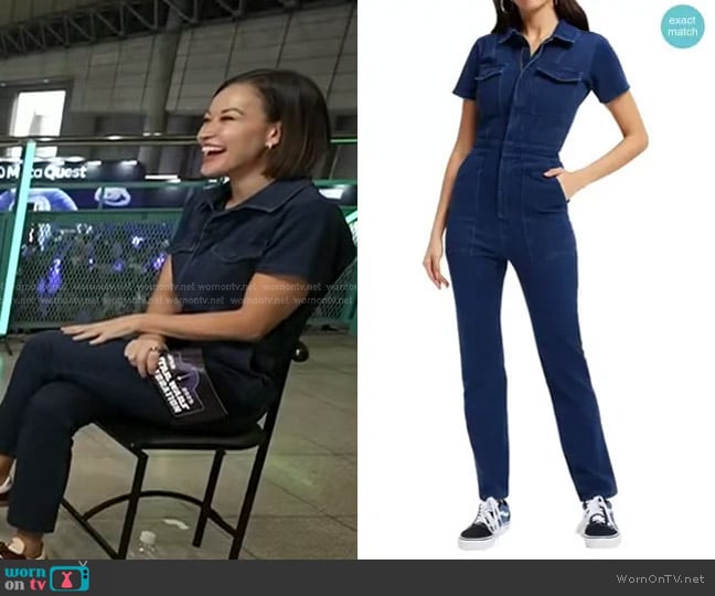 Good American Fit for Success Soft Sculpt Denim Jumpsuit worn by Eva Pilgrim on Good Morning America