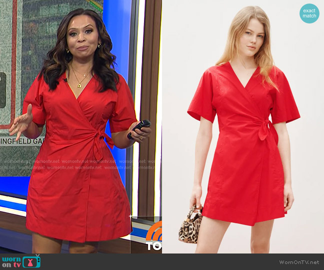 Ganni x RTR Mini Wrap Dress worn by Adelle Caballero on Today