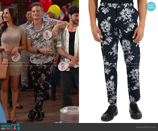 I.N.C. International Concepts Slim-Fit Floral Suit Pants worn by Leo Stark (Greg Rikaart) on Days of our Lives