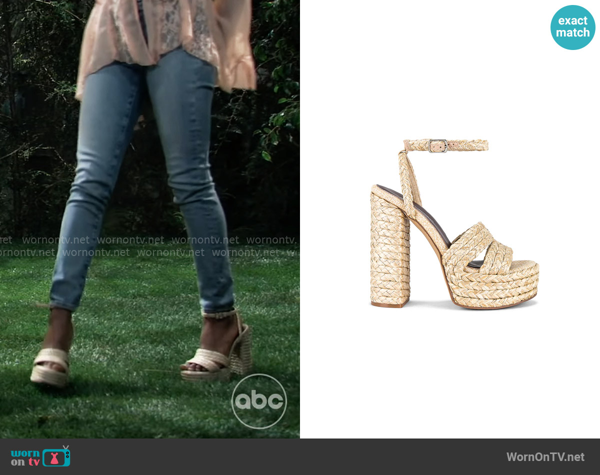 Jeffrey Campbell Yawl Platform Heeled Sandal worn by Trina Robinson (Tabyana Ali) on General Hospital