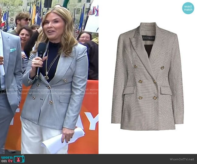 Toccin Mia Double-Breasted Houndstooth Blazer worn by Jenna Bush Hager on Today