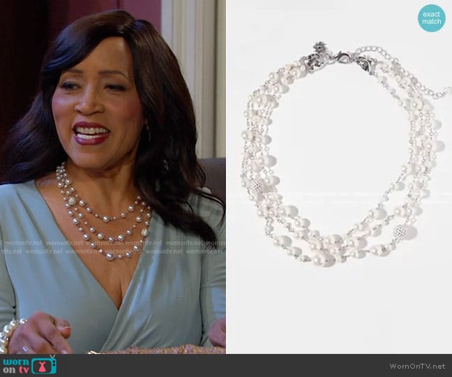 White House Black Market Multi Pearl Strand Necklace worn by Paulina Price (Jackée Harry) on Days of our Lives