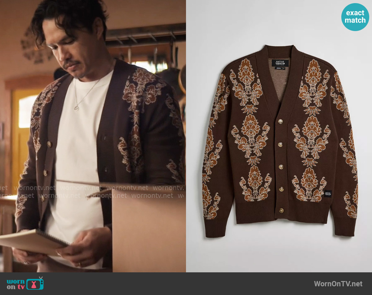 Native Youth Holden Patterned Knit Cardigan worn by Doug (Alexander Hodge) on Grosse Pointe Garden Society
