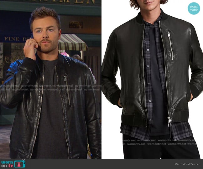 All Saints Boyton Leather Bomber Jacket worn by Doug Williams III (Peyton Meyer) on Days of our Lives