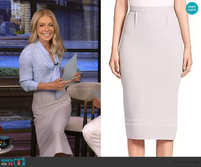 Roland Mouret Arreton Wool Pencil Skirt worn by Kelly Ripa on Live with Kelly and Mark