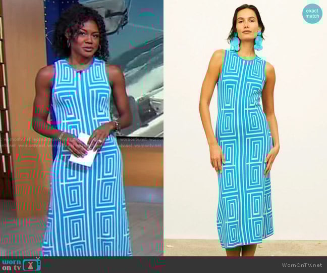 Simon Miller x RTR Axon Sleeveless Knit Midi Dress worn by Janai Norman on Good Morning America
