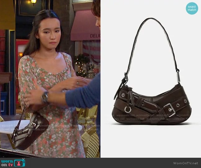 Zara Shoulder Bag with Belt Details worn by Sophia Choi (Rachel Boyd) on Days of our Lives