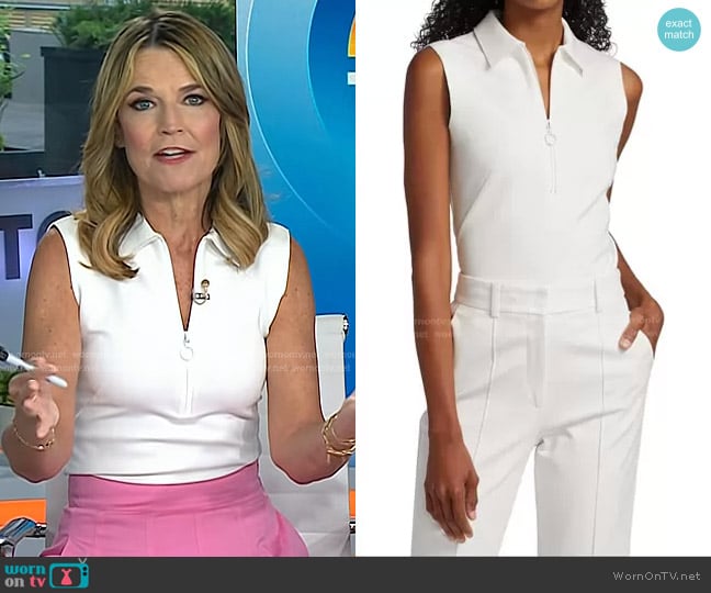Akris Punto Sleeveless Zip Polo Shirt worn by Savannah Guthrie on Today