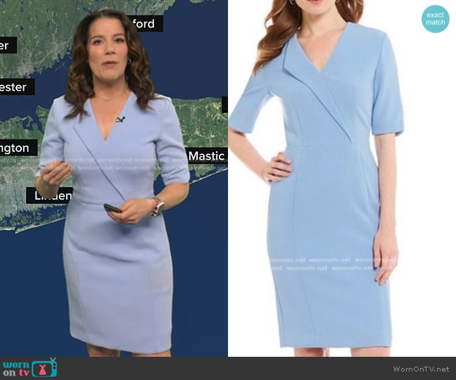 Tahari ASL Envelope Collar Sheath Dress worn by Heather O’Rourke on Good Morning America