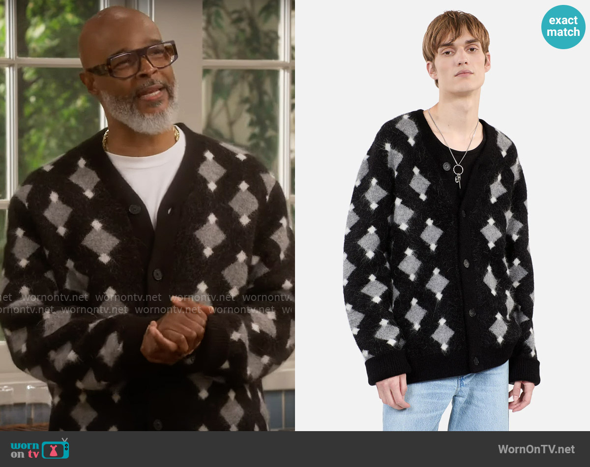 The Kooples Black and grey diamond cardigan worn by Poppa (Damon Wayans) on Poppas House