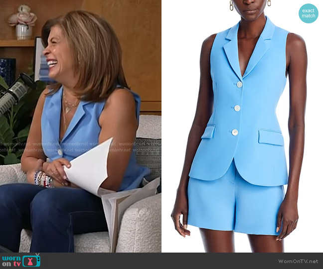 Derek Lam 10 Crosby Theodora Notch Collar Vest in Azure worn by Hoda Kotb on Today