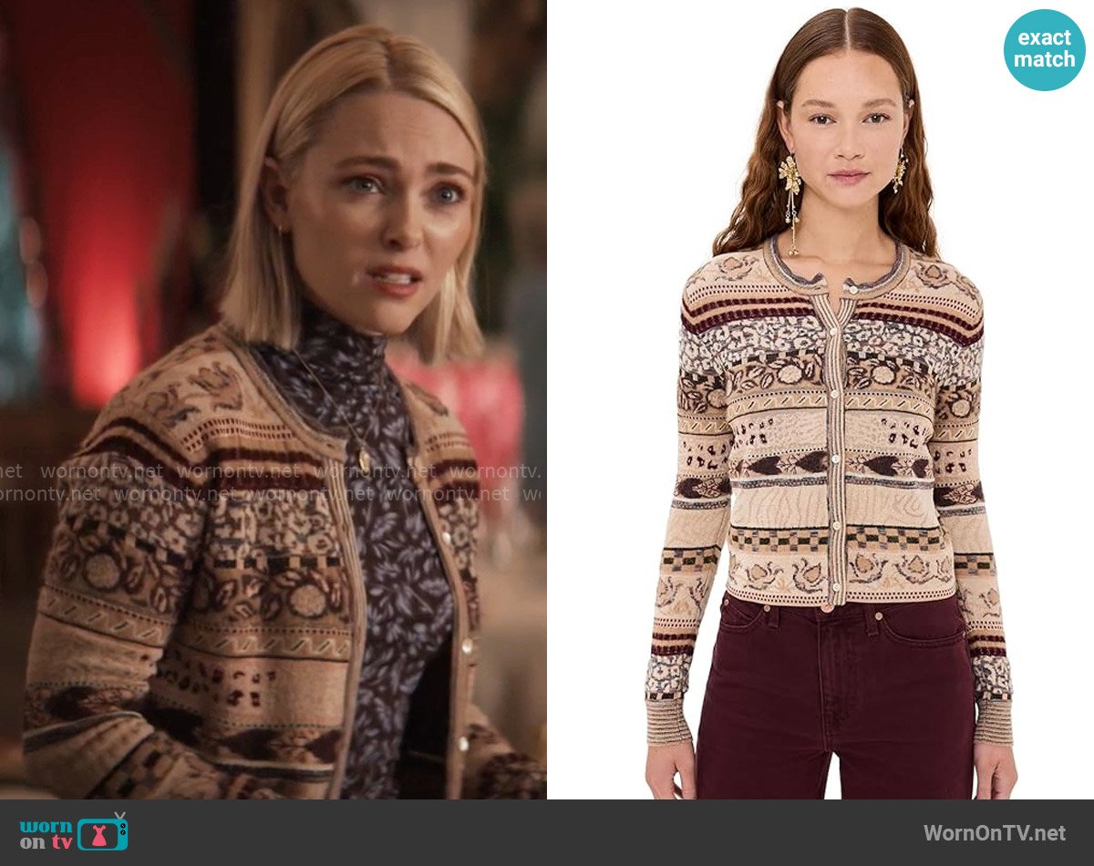 Ulla Johnson Liza Cardigan in Valerian worn by Alice (AnnaSophia Robb) on Grosse Pointe Garden Society