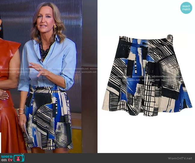 Xxi Abstract A-Line Mini Skirt worn by Lara Spencer on Good Morning America