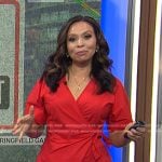 Adelle’s red short sleeve wrap dress on Today
