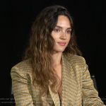 Adria Arjona’s gingham check blazer and pants on Access Hollywood