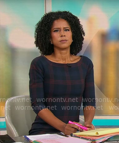 Adriana Diaz’s navy plaid dress on CBS Mornings