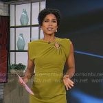 Adriana Diaz’s green ring detail dress on CBS Mornings