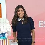 Adrianna’s navy keyhole collared dress on Today