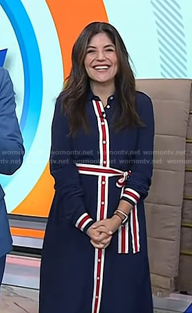 Adrianna’s navy striped trim shirtdress on Today