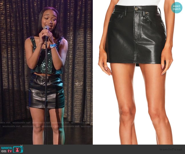 Agolde Recycled Leather Liv Mini Skirt worn by Tori (Lauryn Hardy) on All American