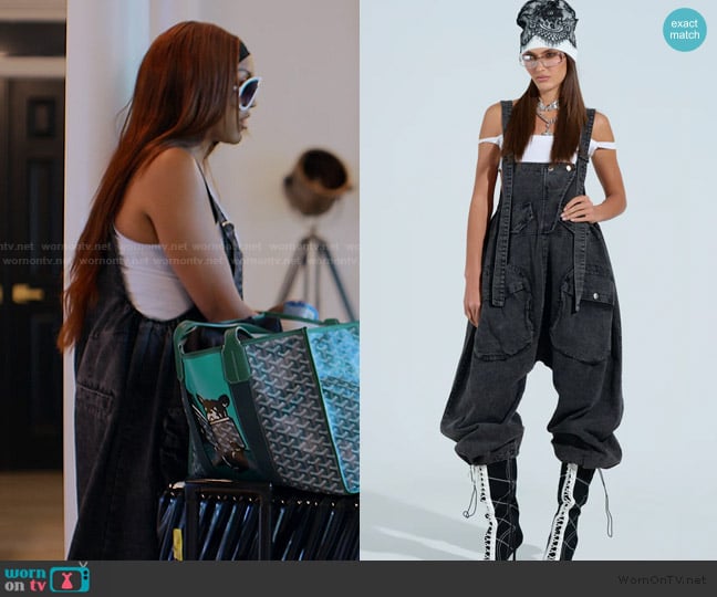 Akira Just Like That Baggy Fit Overalls worn by Drew Sidora on The Real Housewives of Atlanta