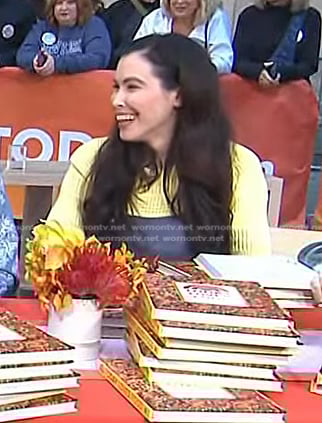 Ali Rosen’s yellow short sleeve knit dress on Today