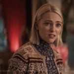 Alice’s leaf print top and mixed print cardigan on Grosse Pointe Garden Society