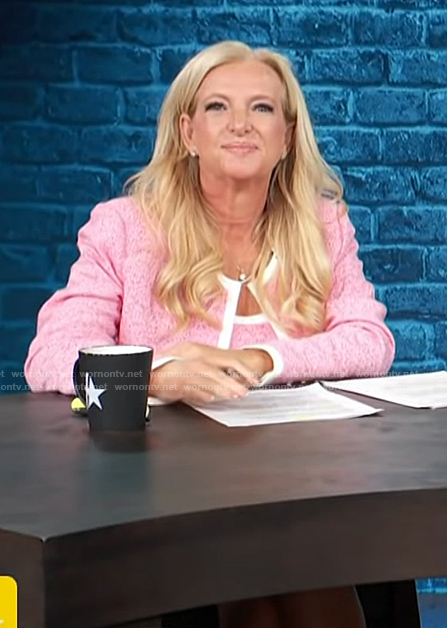 Alison Triessl’s pink tweed dress and jacket on Access Hollywood