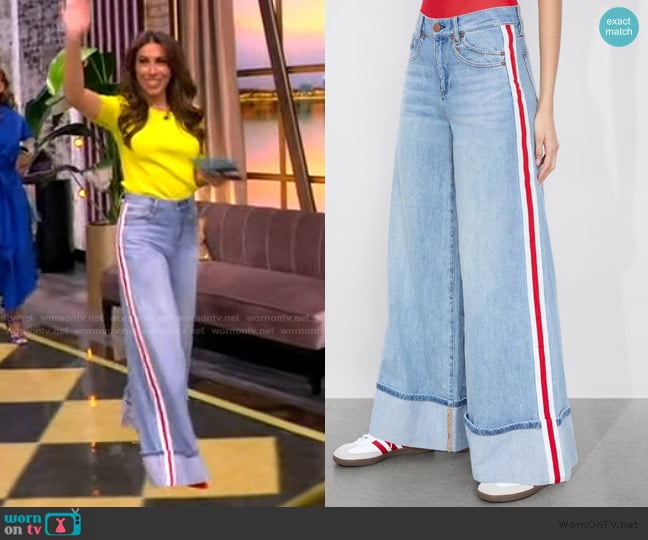 Alice + Olivia Wallie High Rise Wide Leg Jeans in Denim worn by Alyssa Farah Griffin on The View