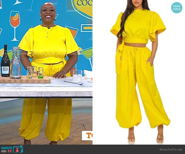 WOKANSE at Amazon 2 Piece Crop Top and Wide Leg Pants Set worn by Tiffanie Barriere on Today