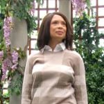 Amy’s beige checked sweater on The Young and the Restless