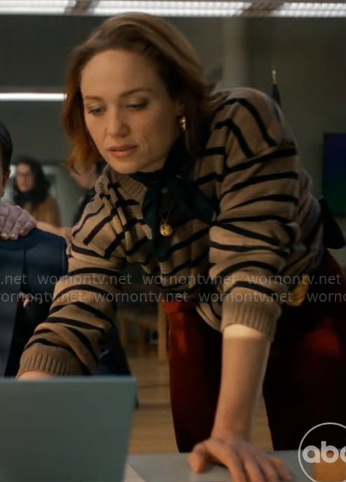Angie’s brown striped sweater on Will Trent
