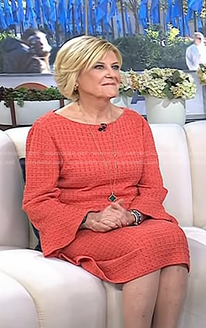 Anne Thompson's orange waffle bell sleeve dress on Today