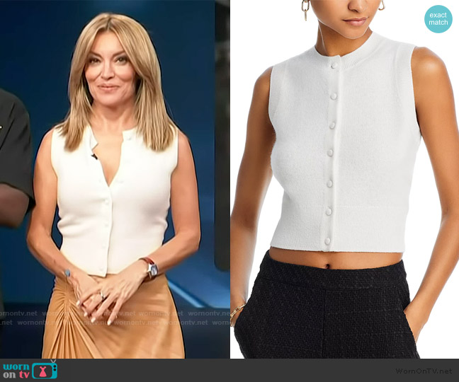 Aqua X Liat Baruch Cashmere Crewneck Sleeveless Cropped Sweater worn by Kit Hoover on Access Hollywood