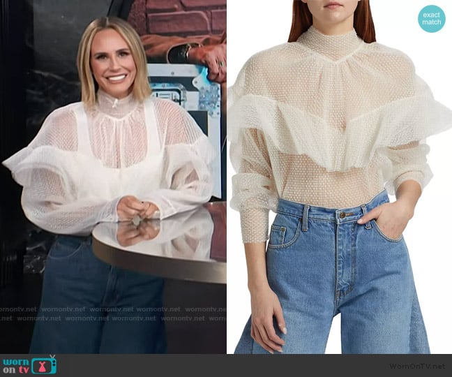 Keltie’s white tulle ruffle top on E! News