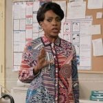 Barbara’s printed pearl button shirt on Abbott Elementary